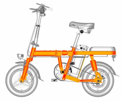 Engwe T14 Pro -  250W -  14 inch 10 AH - Elektrische fiets - Minibike- Oranje- Uitneembare batterij