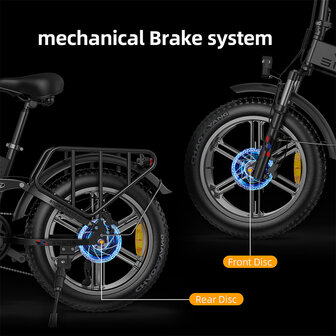 Engwe Engine X - Elektrische fatbike- 40-50 km actieradius-  Opvouwbaar- Achterrek - Wit