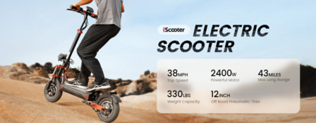 iScooter iX8 Elektrische Scooter 48V 20Ah 2400W  12 inch Elektrische step max 150 kg