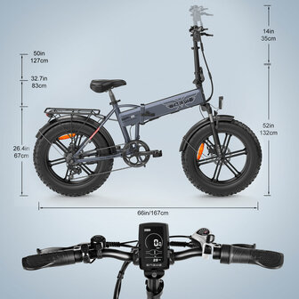 Engwe EP-2 pro - 20 inch- Elektrische fatbike- Opvouwbaar- Achterrek -3 kleuren