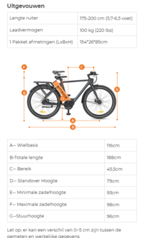 ENGWE P275 Pro- elektrische stadsfiets met bafang midden motor- - 19.2 AH- Oranje Zwart