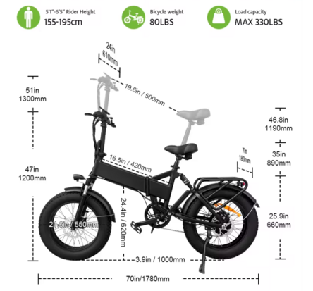 EB3- Opvouwbare Fatbike - 5 kleuren- Hydraulische remmen