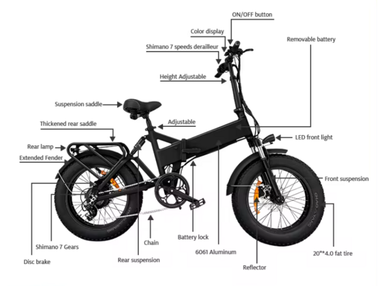 EB3- Opvouwbare Fatbike - 5 kleuren- Hydraulische remmen