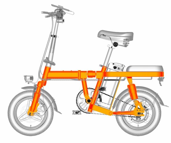 Engwe T14 Pro -  250W -  14 inch 10 AH - Elektrische fiets - Minibike- Oranje- Uitneembare batterij