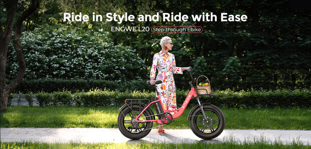 Engwe L20 - 20 INCH - Elektrische fatbike- Lage instap- 4 kleuren -- Achterrek - Multifunctioneel 