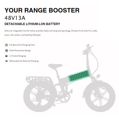 Engwe Engine X - Elektrische fatbike- gashendel uit te zetten- 40-50 km actieradius-  Opvouwbaar- Achterrek - Zwart