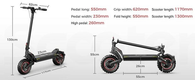 iScooter iX7 Elektrische Scooter 48V 17.5Ah 2000W *2 10 inch Elektrische step max 150 kg