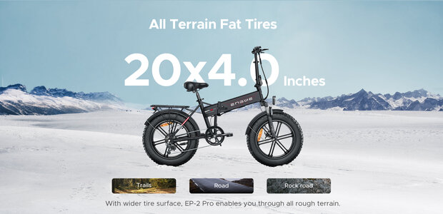 Engwe EP-2 pro - 20 inch- Elektrische fatbike- Opvouwbaar- Achterrek -3 kleuren