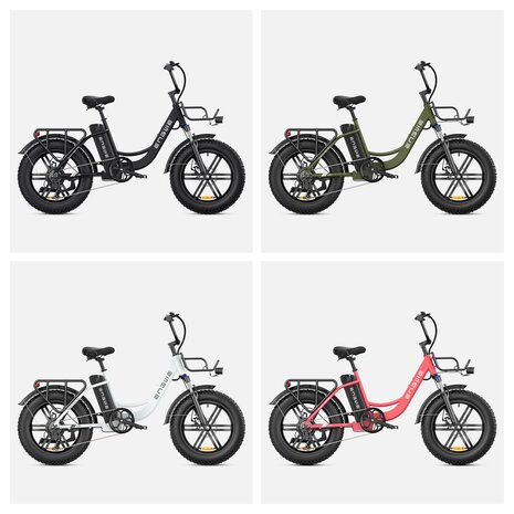 Engwe L20 - 20 INCH - Elektrische fatbike- Lage instap- 4 kleuren -- Achter en voorrek - Multifunctioneel 