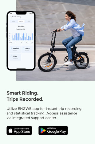 ENGWE P20 - Carbon ketting -  smart app- elektrische vouwfiets - koppelsensor- 4 kleuren