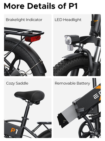 ENGWE P1 - elektrische vouwfiets met achterdrager- 13AH- 3 kleuren